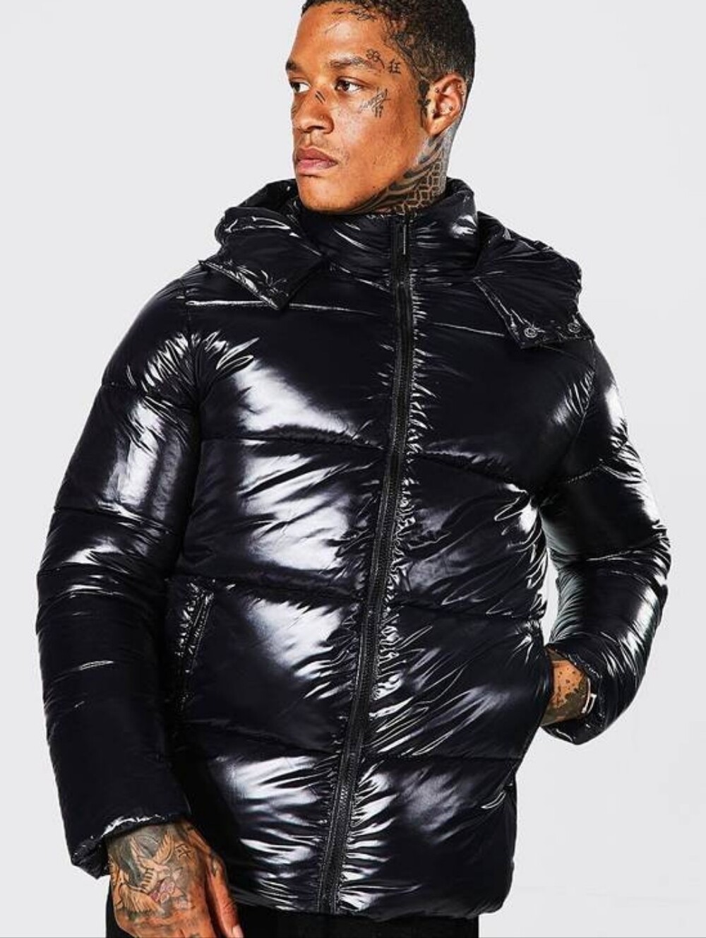 Boohoo Mens Black Puffer Jacket